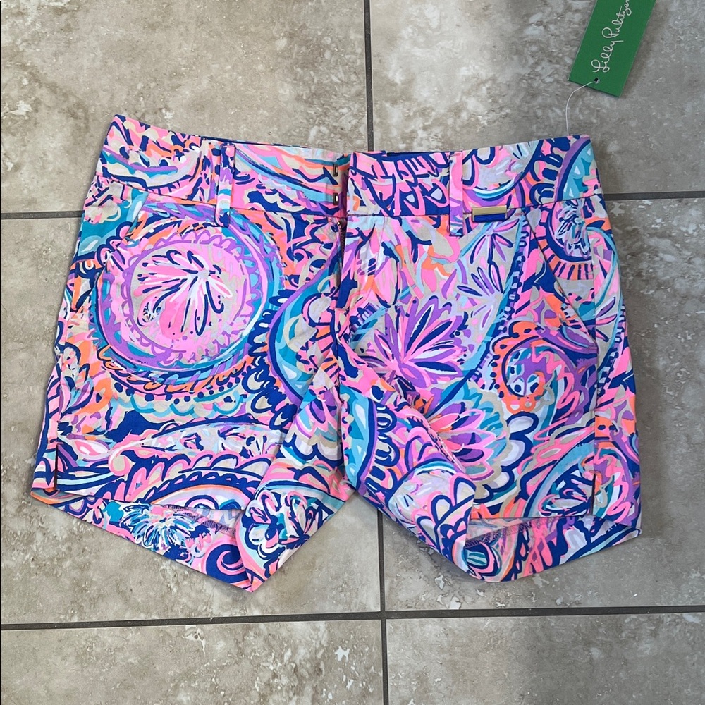 Lilly Pulitzer Women's Pink and Blue Patterned Bermudas